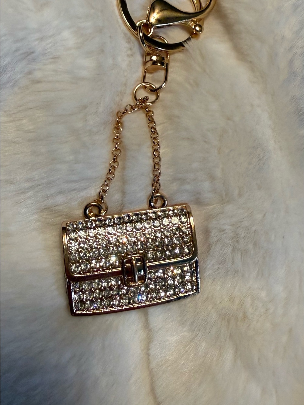 Gold Crystal Mini Purse Keychain - Elegant Accent